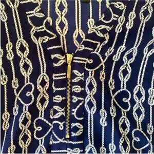 Express Navy and White Patterned Blouse Size XS